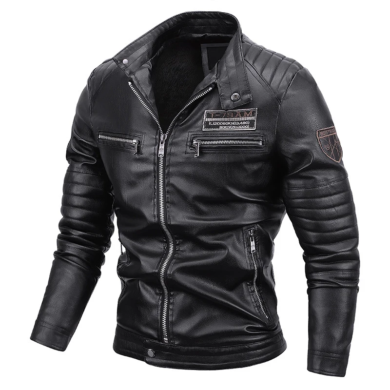 Maxulla Winter Men\'s PU Jackets Casual Man Warm Motorcycle Leather Jacket Male Slim Fit Windbreaker Biker Leather Coats Clothing