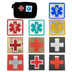 Medic Reflective Embroidery Patch Armband Badge Red Cross Decorative Sewing Applique Embellishment Tactical Patches