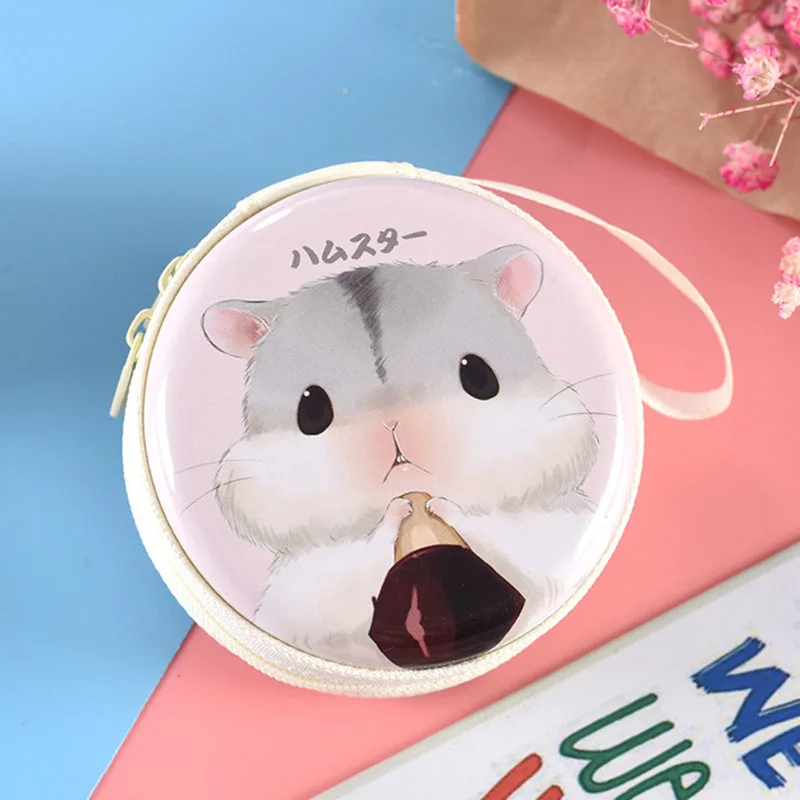 Mini Tinplate Coin Purse for Kids Hamster Cartoon, Animais Carteira, Fone de ouvido, Meninas Bolsas, Presente de casamento feminino, Presente de Natal