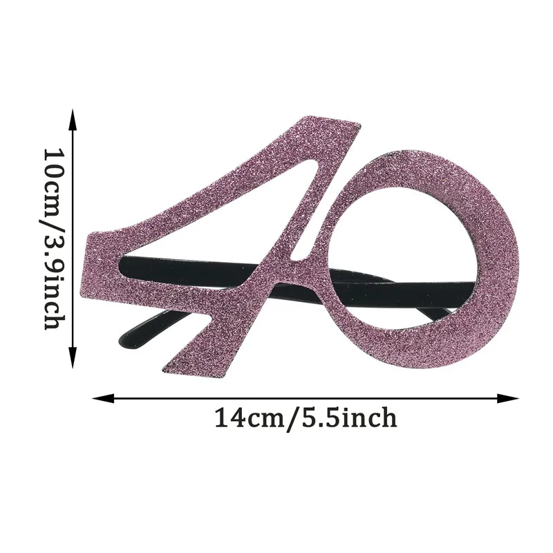 Rose Gold Number 40 50 60 Happy Birthday Glasses Photobooth 40th 50th 60th Birthday Party Gifts Anniversary Decoration Supplies