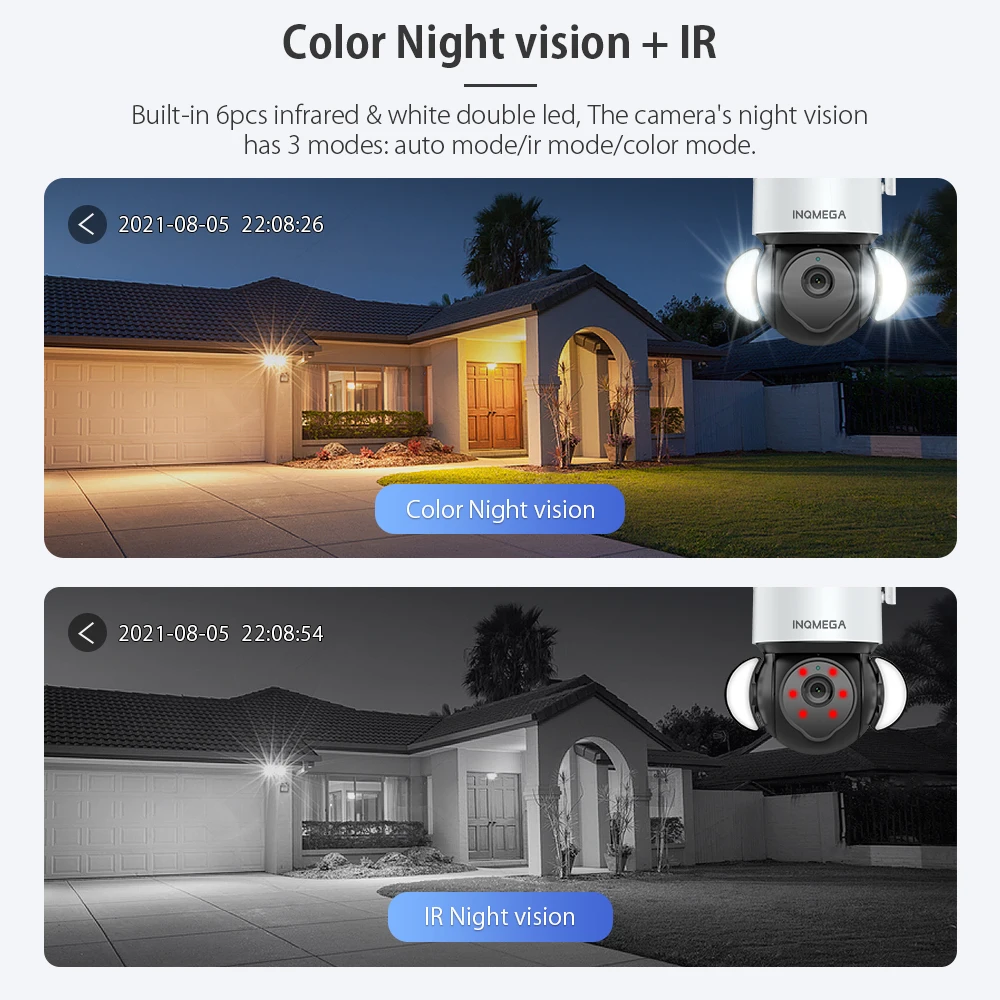 INQMEGA 5MP HD TUYA WIFI Camera Dual Intelligent Warm Light Lamp Day and Night Full-color Two-way Voice Humanoid Detection CCYV