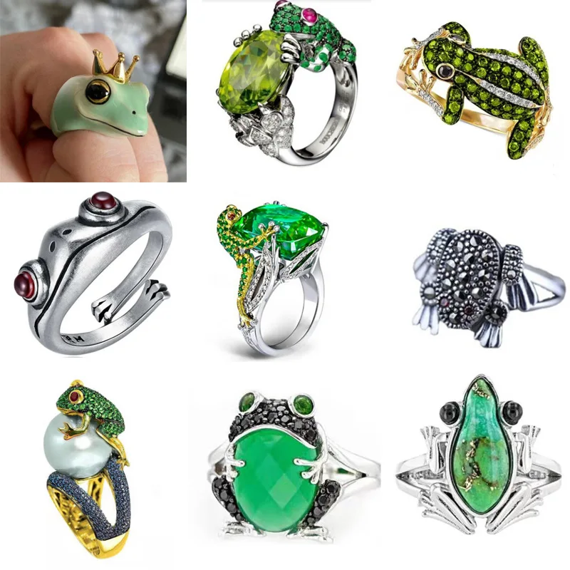 Cute Woman Rings Korean Fashion Gothic Accessories Frog Combination Series Popular Jewelry Gold Jewelry Ring Anillos Mujer