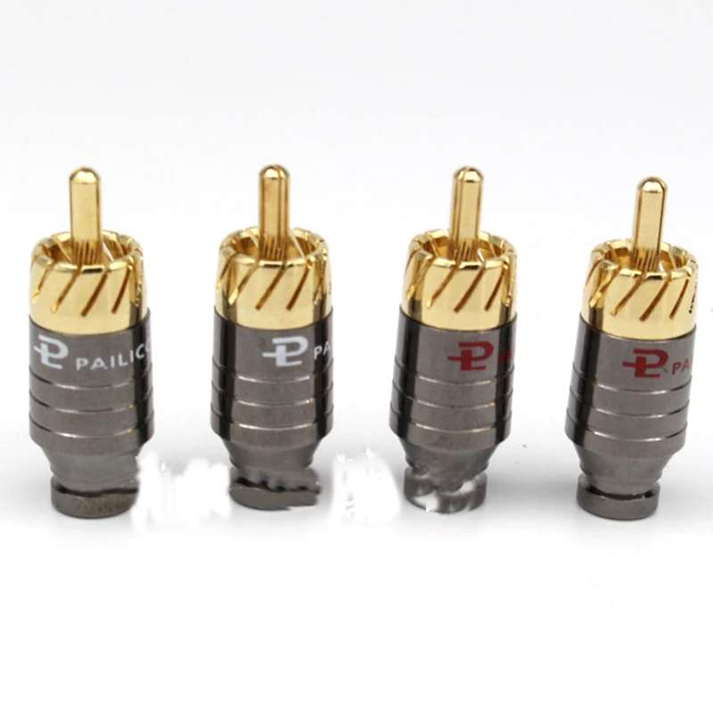 Hifi Fit 5MM Diameter RCA Cable Audio Plug adapter connector Solder Gold Plated Copper Paliccs RCA Plug Adapter Connector