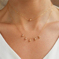 14K Gold Filled Necklace Gold Beads Necklace Minimalism Gold Choker Handmade Pendants Collier Femme Kolye Collares Boho Jewelry