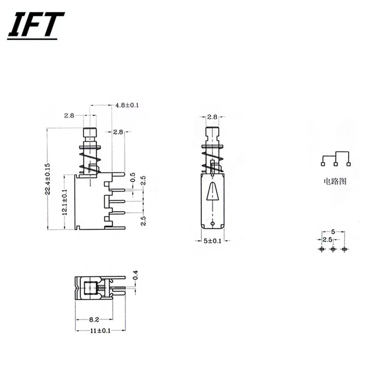 10Pcs Free shopping A05 3pin TV Power Switch With Spring Self-locking Blue DC 12V 50MA Unidirection Push-button Switch
