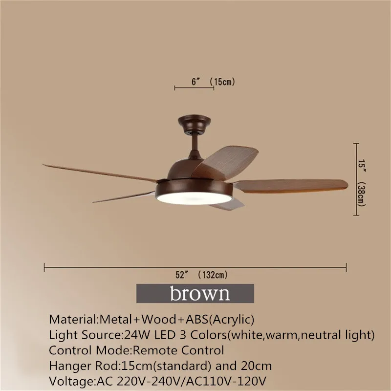 OURFENG Decke Fan Licht Braun Mit Fernbedienung 3 Farben LED Moderne Dekorative Für Home Schlafzimmer Parlor Esszimmer
