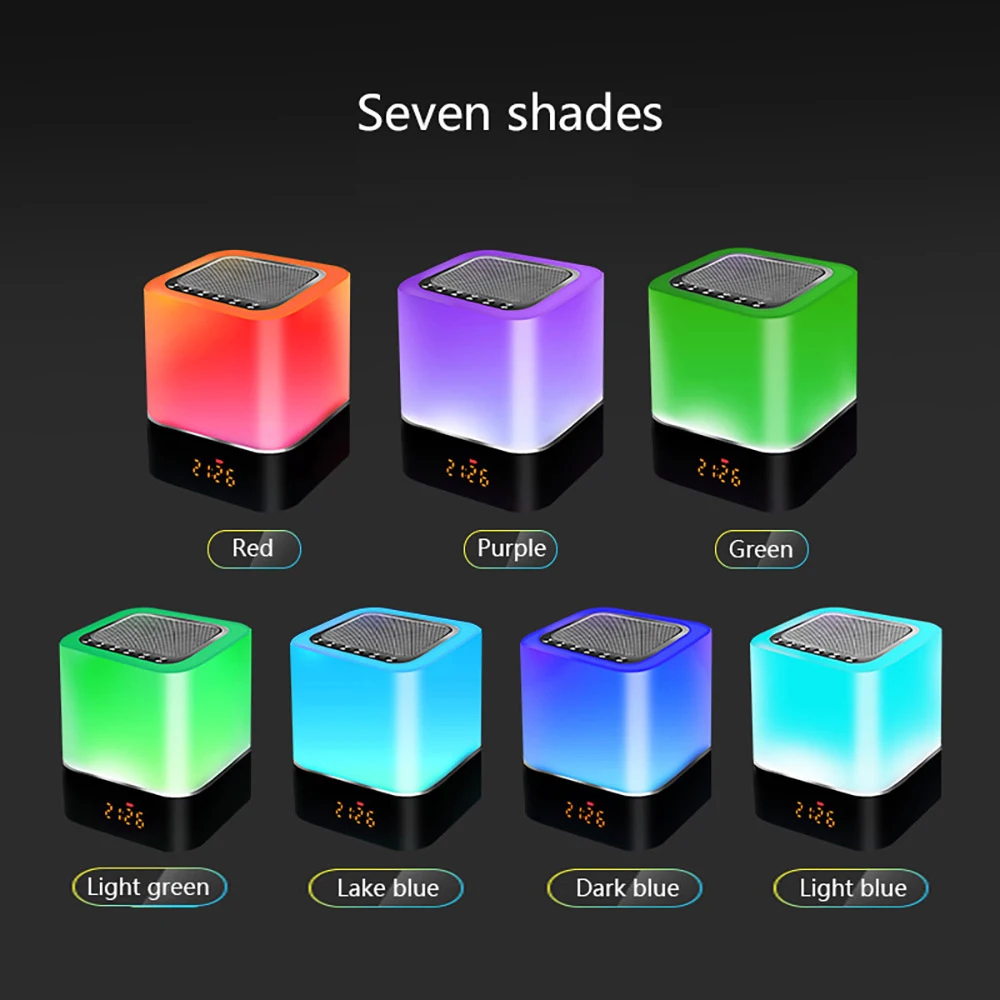 Wireless Bluetooth Speaker Lamp With LED Touch Night Light,Clock,MP3,RGB Multi-Color Changing Night Lights, All in 1