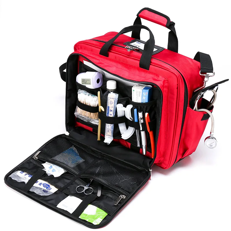 Outdoor First Aid Kit Medical Bag Multi-pockets Ilsolation Large Storage Multipurpose Portable Emergency Travel Nylon Zipper Bag