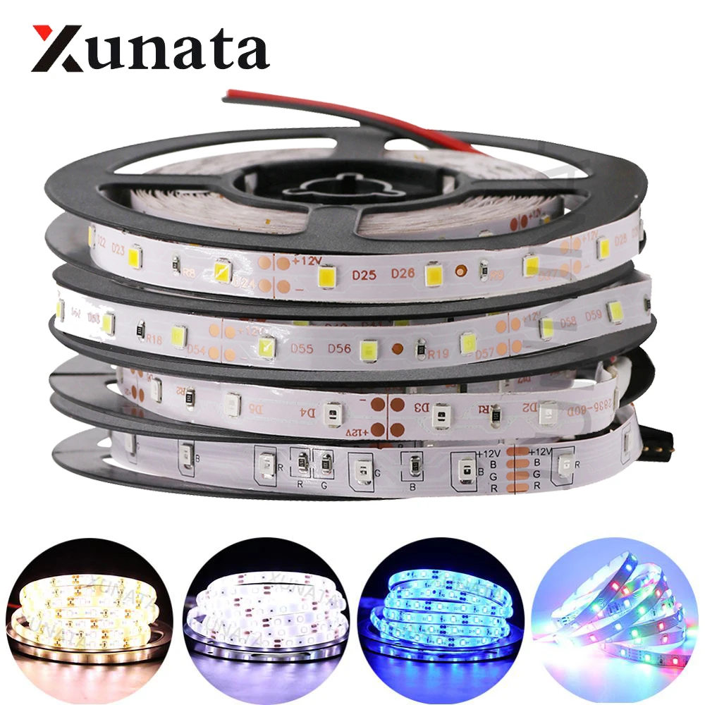 RGB LED Strip DC 12V 60LEDs/m SMD 2835 Waterproof IP21 IP65 TV Backlight Flexible Tape LED Light Lamp 5m Diode Ribbon