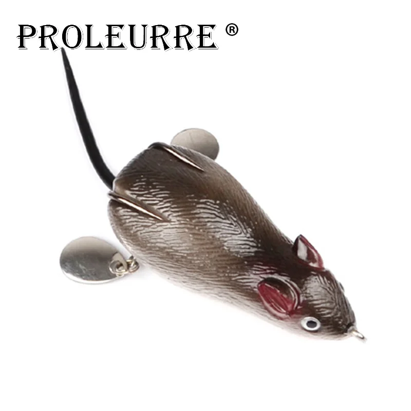 

1Pcs Mouse Lure Fishing Lures Rotating spoon Top water Ray Frog 70mm 17.5g Artificial Minnow Crank Strong Artificial Soft Bait