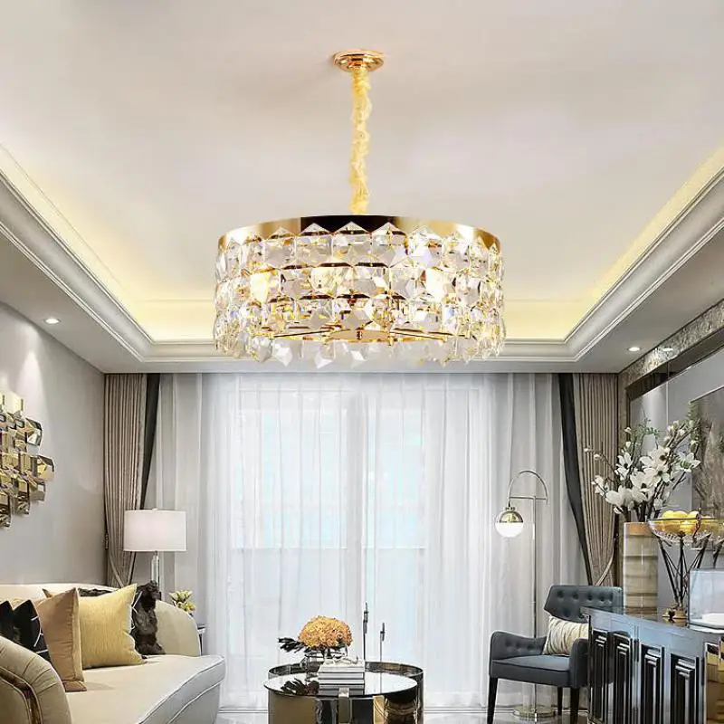 

gold Chandeliers Crystal Lamp Ceiling modern Light Luxury Crystal Large Chandelier Living Room Restaurant Bedroom Golden light