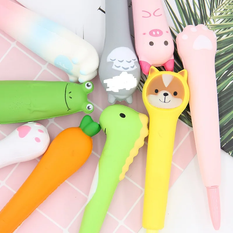 

20 Pcs Per Set Vent Pen Relaxation Pen Creative Cartoon Soft Pinch Pen for Student Cute Super Cute Gel Pen Decompression Pen