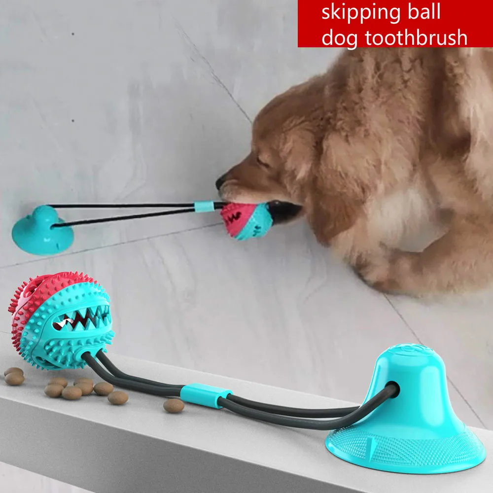 

Indestructible Dog Toy Silicon Suction Cup Tug Dog Push Ball Toy Pet Leakage Food Toys Pet Tooth Cleaning Dogs Toothbrush Brush