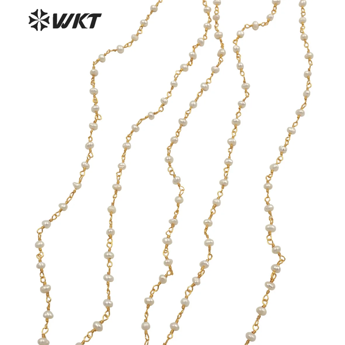 WT-RBC186 WKT Wholesale Natural Freshwater Pearl Beads Rosary Chain For Jewelry Necklace Making Handmade Wire Wrapped Chain