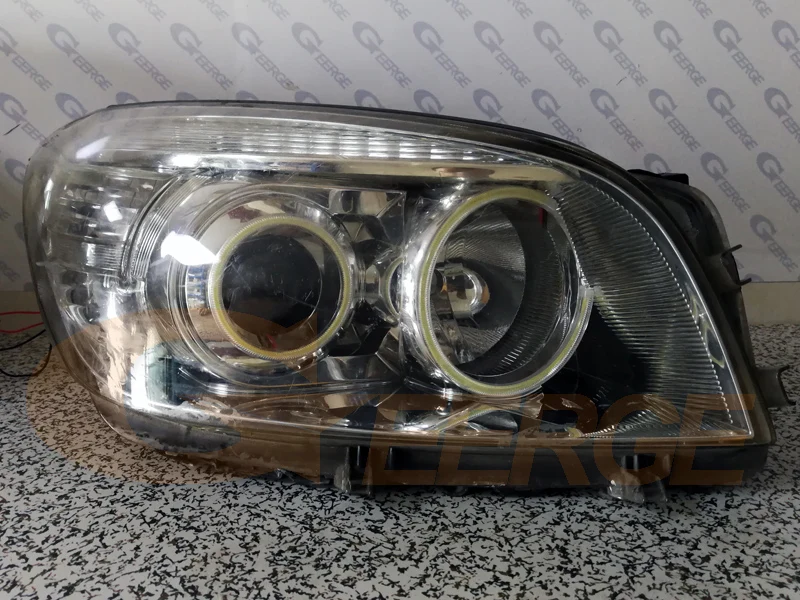 For Toyota Rav 4 Rav4 III 2005 2006 2007 2008 Projector Headlight Excellent Ultra Bright COB Led Angel Eyes Kit Halo Rings