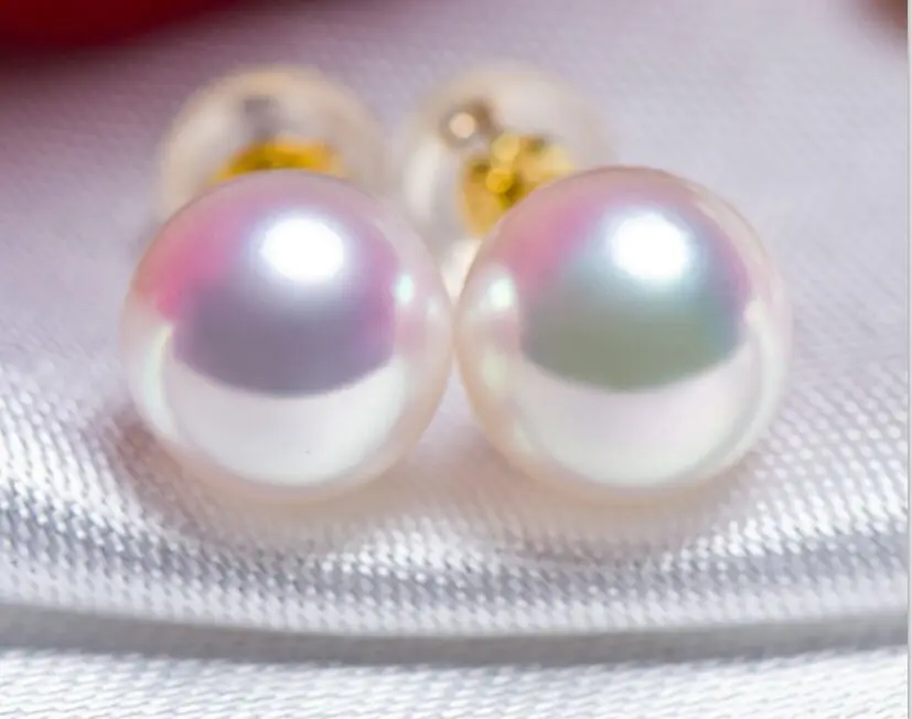 AAA natural 8-9mm Akoya white pearl pearl earrings