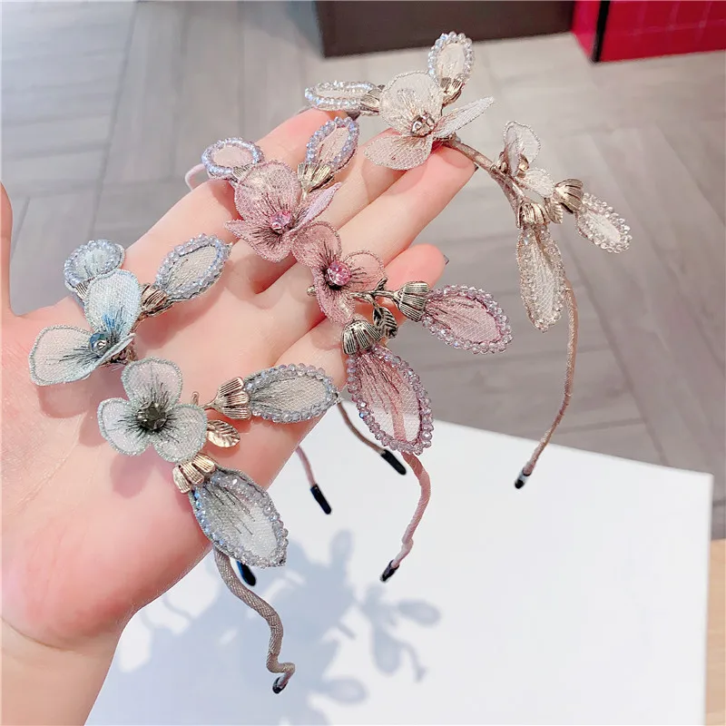 Fashion Lace pearls Hair Hoop Headband Hairband for Women Girls Delicate embroidered flowers Hair Band Hair Accessories 2018 New