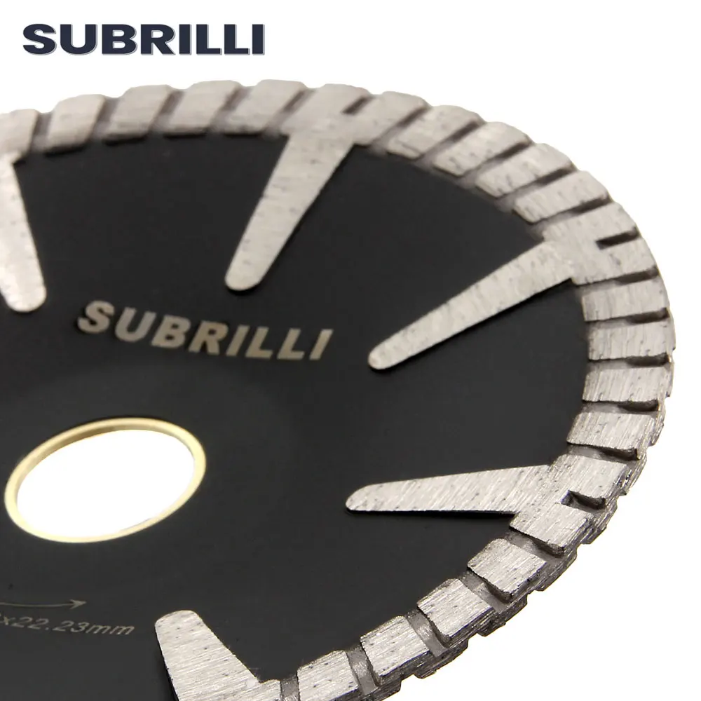 SUBRILLI 5 Inch 125MM  Diamond Protection Teeth Turbo Blade Premium Diamond Concave Cutting Blade For Granite and Marble
