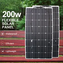 200W 12V 24V 48V Solar Panel Power Kit ip67 Flexible 100 w Paneis Solares Panneau Solaire 400w Monocrystalline Complete Home Kit