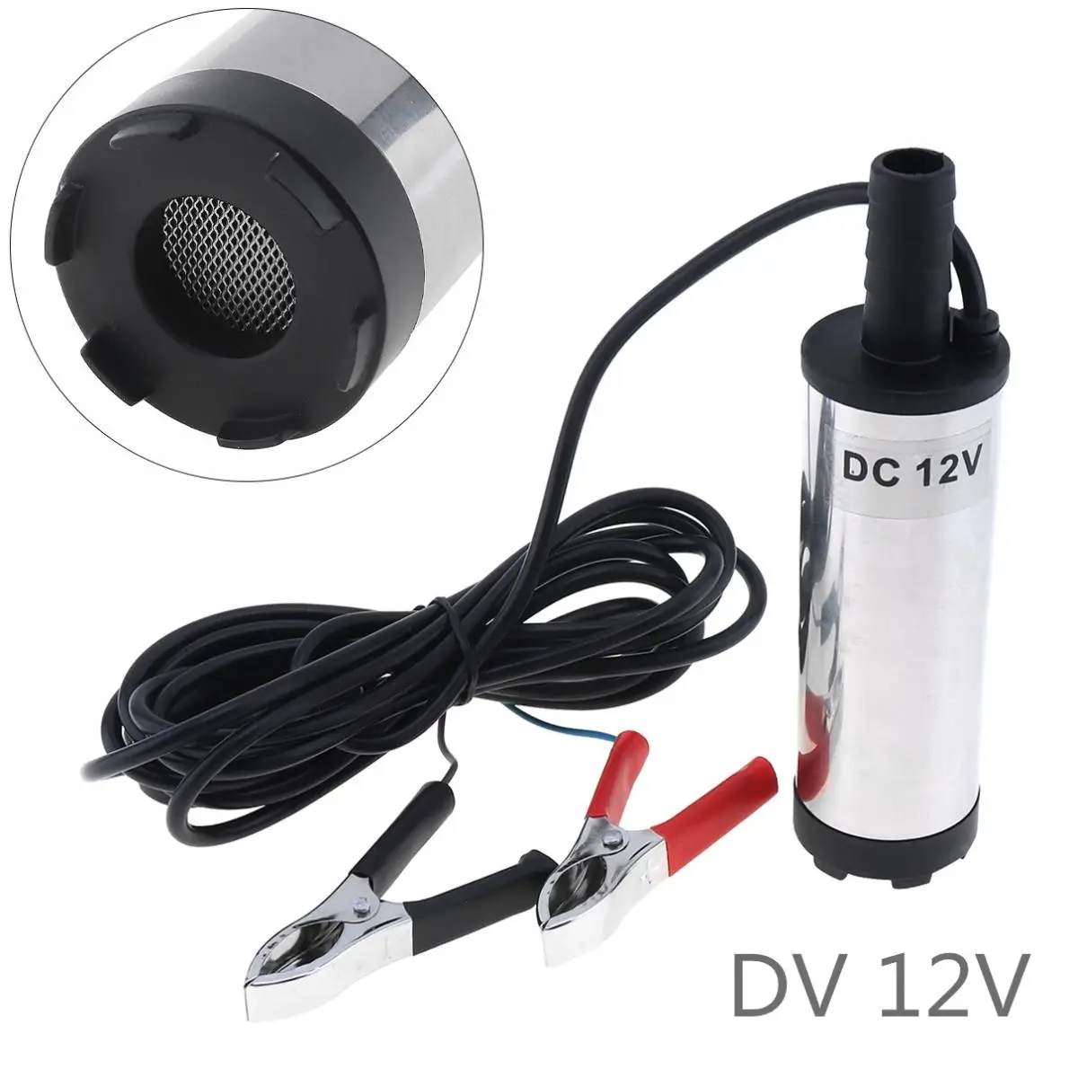 DC 12V 24V 38MM Portable Mini Car Electric Submersible Pump fit for Diesel Fuel Pump Water Oil Barrel Pumps with 2Alligator Clip