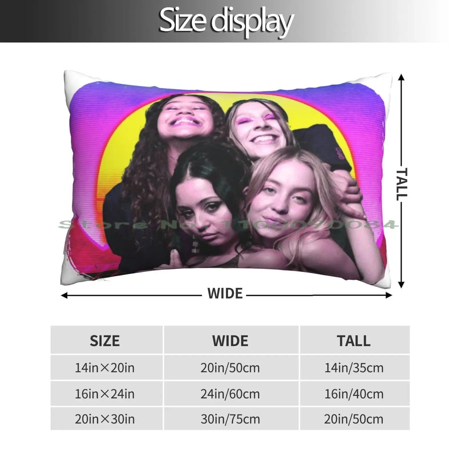 Retro Euphoria Circle Pillow Case 20x30 50*75 Sofa Bedroom Euphoria Cast Euphoria Hbo Hbo Tv Shows Zendaya Hunter Schafer Jacob