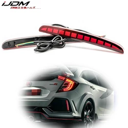 iJDM LED Bumper Reflector Lights For Honda Civic Hatchback, Type-R or SI 4-Door Sedan, Function as Tail, Brake & Rear Fog Lamps