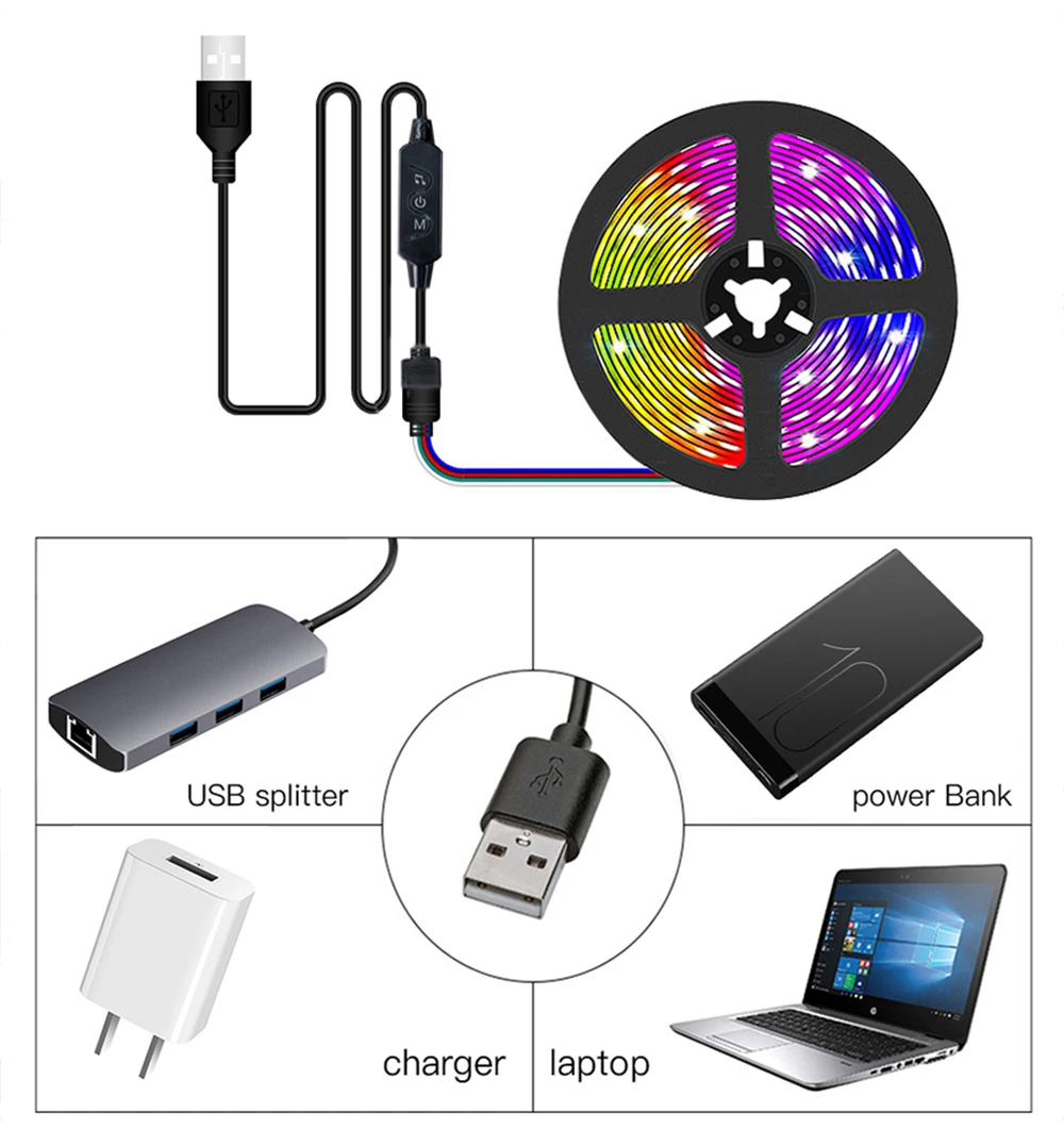 5V LED Strip RGB 5050 Bluetooth APP/ IR Remote Control 5M 10M 15M Flexible Led Tape Music Sync Lamp for PC Screen TV Back Light