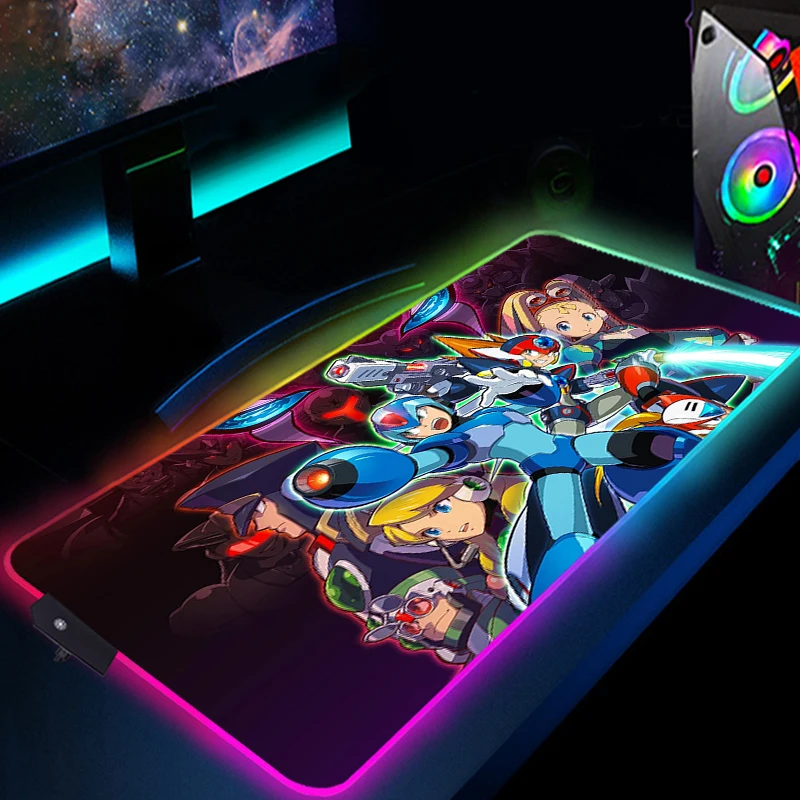 

Gaming Mouse Pad Megaman X LED Desk Mat Mousepad Pads Computer Deskmat Rgb Carpet Xxl Pc Full Gamer Cheap Table Mousepads DIY