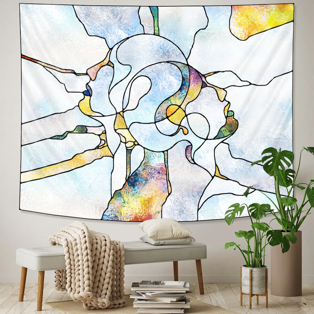 Abstract psychedelic scene line men and women home art decoration Mandala tapestry Hippie Bohemia decorative sheet yoga mat