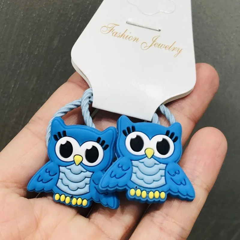 2Pcs Animals Frog Owl Cat Hair Accessories Children Rubber Bands Scrunchies Elastic Hair Bands Girls Headwear Decorations Ties