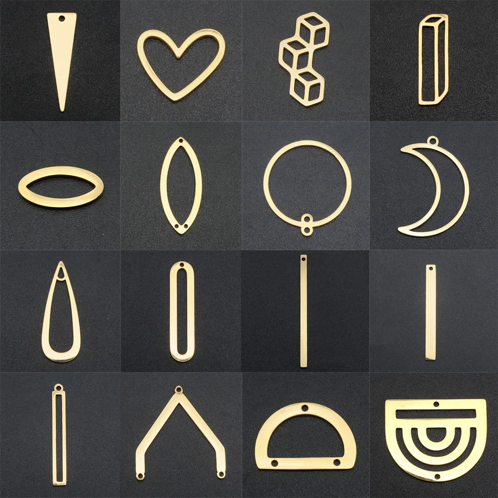 10pcs/lot 316 Stainless Steel Different Geometric DIY Earring Connectors Findings Charm Pendant Wholesale  OEM Order Accepted