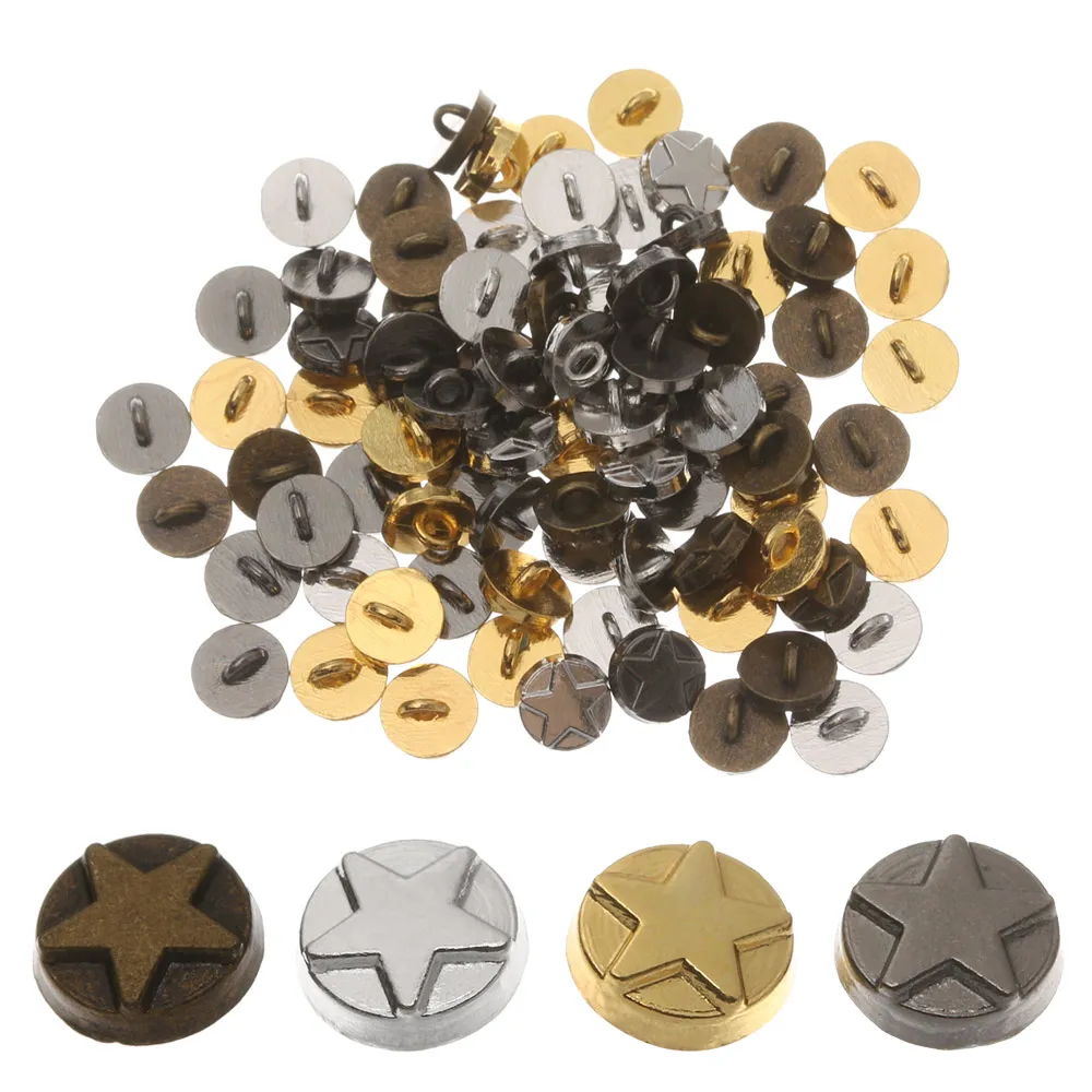 20pcs 5mm Metal Mini Buttons Star Pattern Decoration Clothing Sewing Buckle For Cute Girl Gift Dollhoues Miniature Accessories