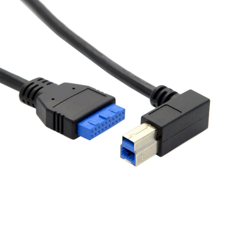 50cm High-Speed USB 3.0 Type B 90-Degree Male to 3.0 Motherboard 20pin Header Connector Cable for Printer Scanner Hard Disk Box