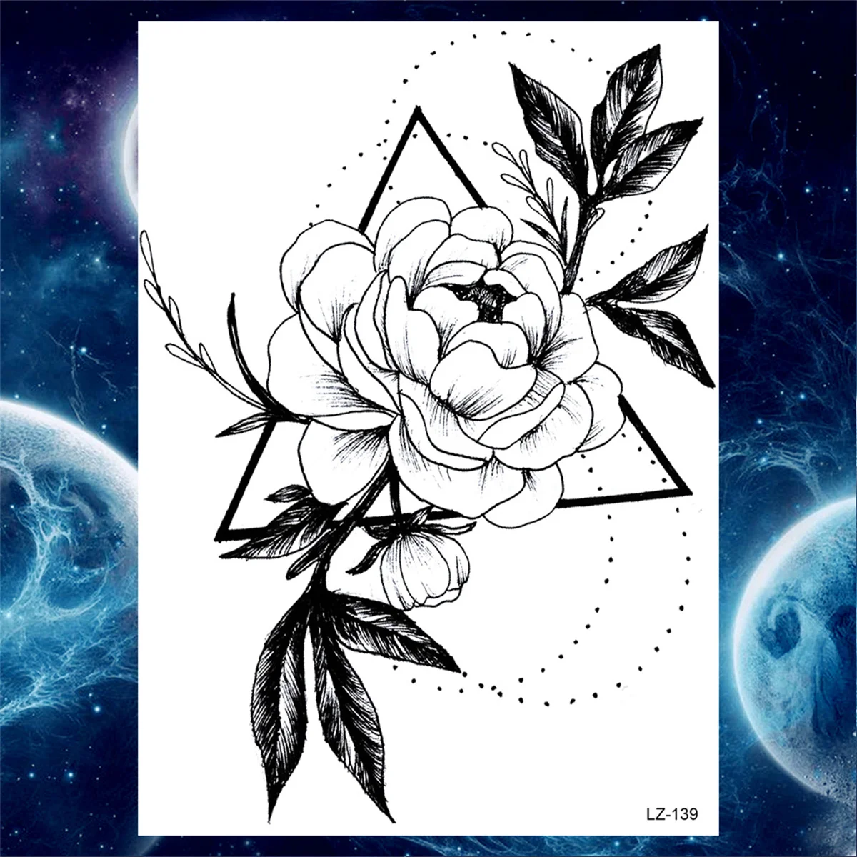 Anhänger Blume Temporäre Tattoos Für Frauen Erwachsene Gefälschte Schmuck Tattoo Aufkleber Pfingstrose Schwarz Henna Mond Große Oberschenkel Tatoo Wasserdicht