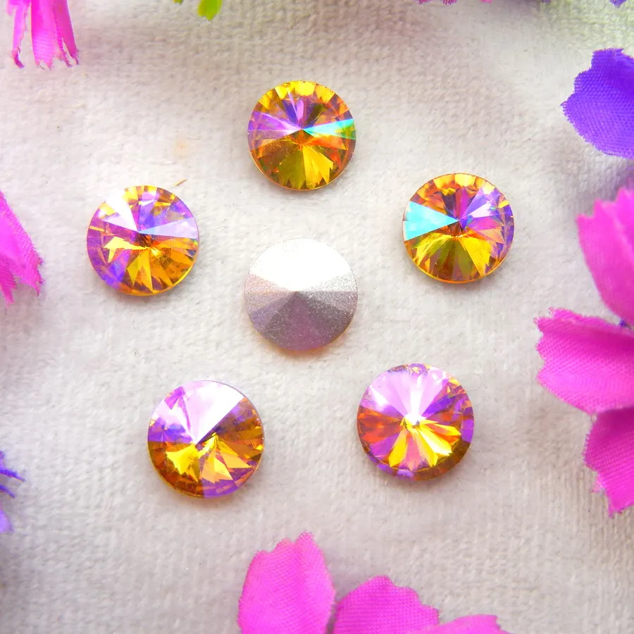 AB Farben 6mm 8mm 10mm 12mm 14mm 16mm 18mm Rivoli Runde Glas-Kristall Aufklebe-Strassperlen Zubehör DIY Verzierung – Detail 6