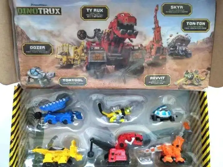 Com caixa original dinotrux dinossauro caminhão removível dinossauro carro de brinquedo mini modelos presentes das crianças modelos de dinossauro