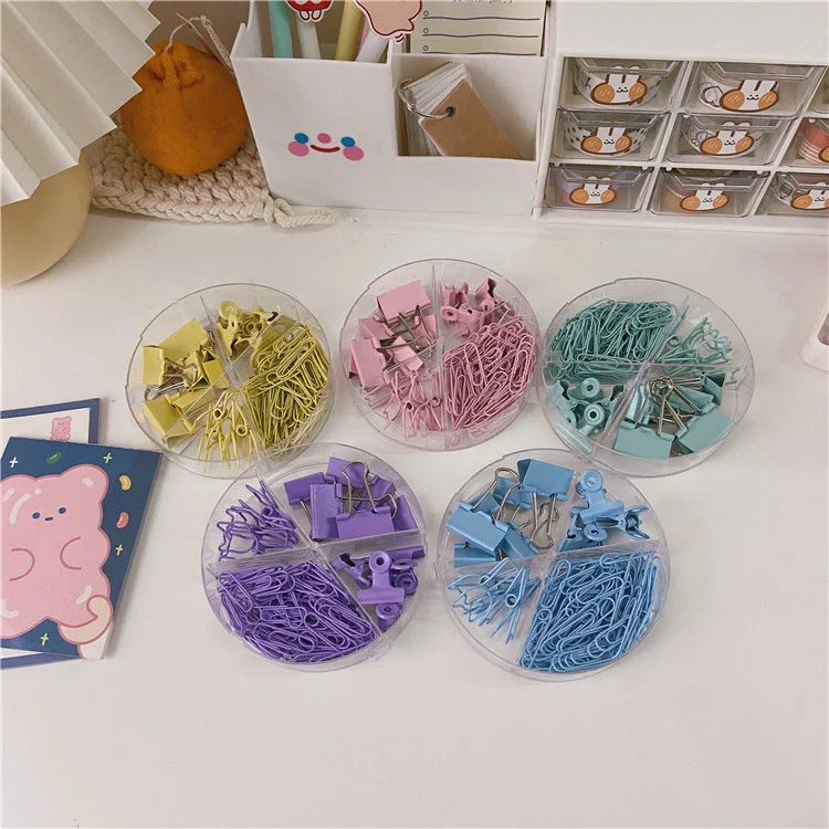 SIXONE Ins Cute Colour Paper Clips Long Tail Clamps Combination Student File Data Bill Shool Office Binding Supplies Stationery