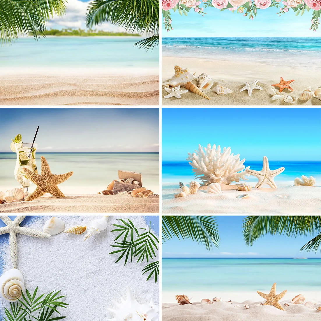 Photophone Party Banner Photocall Backgrounds Tropical Sea Beach Sand Starfish Shell Photography Backdrops For Photo Studio Prop