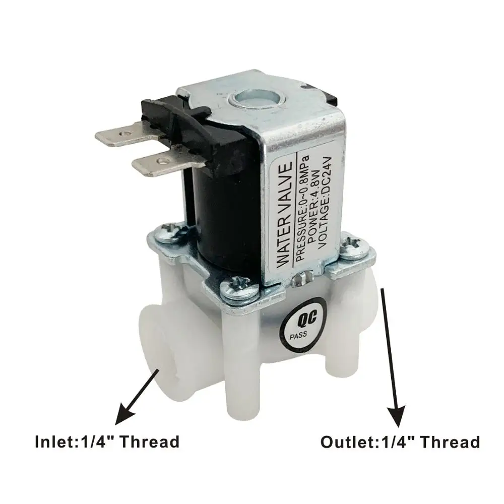 High Quality! Inlet Feed Water Solenoid Valve DC 24V For Reverse Osmosis Systems, Inlet&Outlet: 1/4