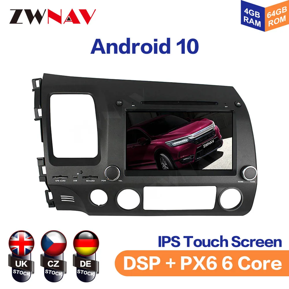 Android 10 IPS Screen For HONDA CIVIC 2006-2011 Car Multimedia Player Navigation Audio Radio Stereo Head Unit Gps 2 din auto