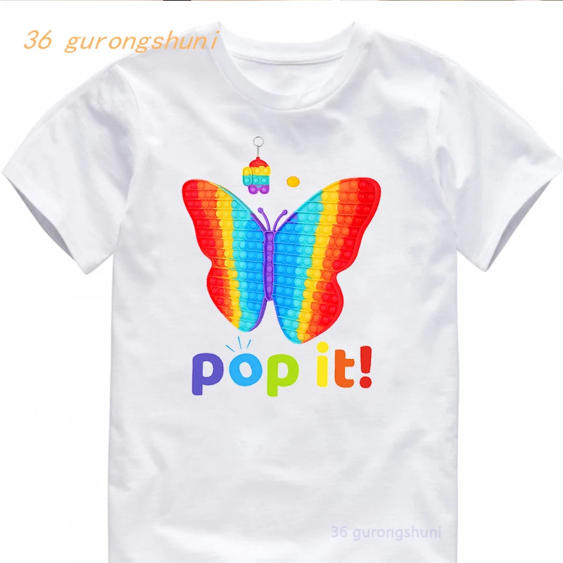 

animal tshirt girl Pop Butterfly t shirt for girls clothes children Clothing Pop it kids clothes boys It funny graphic t shirts