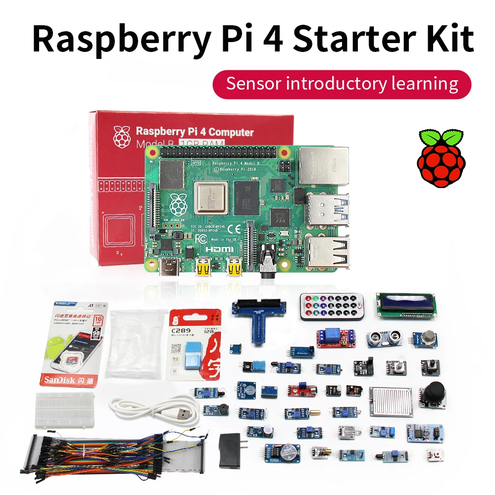 Raspberry pi 4 Modelo b, placa de Desarrollo Oficial, 4GB de RAM, 1,5 GHz, Compatible con WIFI 2,4/5,0 GHz, Bluetooth 5,0, 8gb