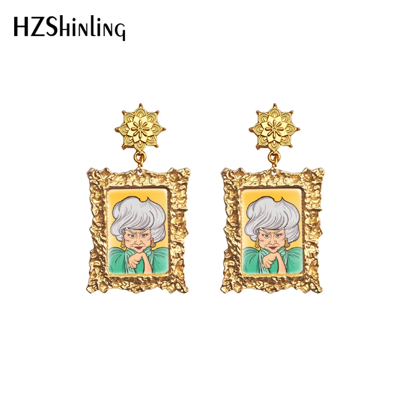 2020 New The Golden Girls Earring Vintage Drop Earrings Beautiful Mandala Charm Glass Cabochon Jewelry Art Printed