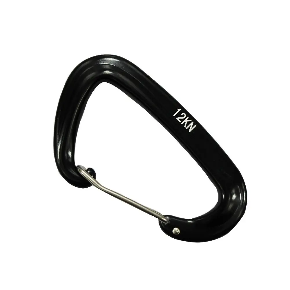 10 pieces 7075 aviation aluminum hammock hanging buckle black carabiner 12KN rock climbing quick hanging spring hook