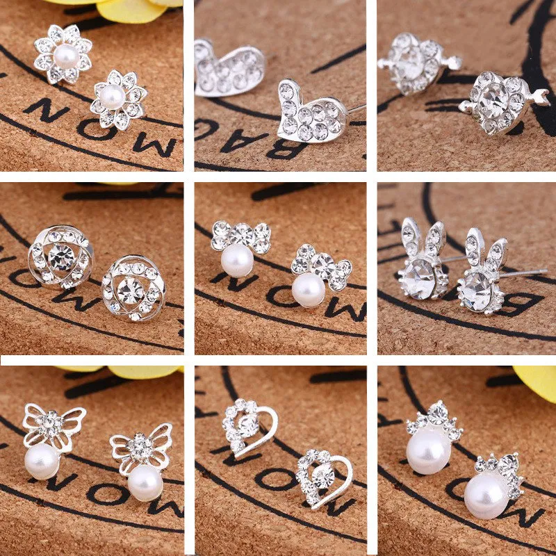 Hot selling Charm Women Earrings Snowflake Love Rabbit Bear Star Apple Shape Micro Inlaid Zircon Crystal Earrings for Women Gift