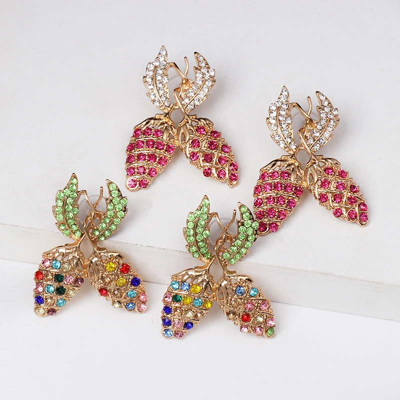 FASHIONSNOOPS Fashion Multicolored Crystal Drop Earrings Women Animal Birds Fruits Maxi Statement Earrings Wedding Party Jewelry