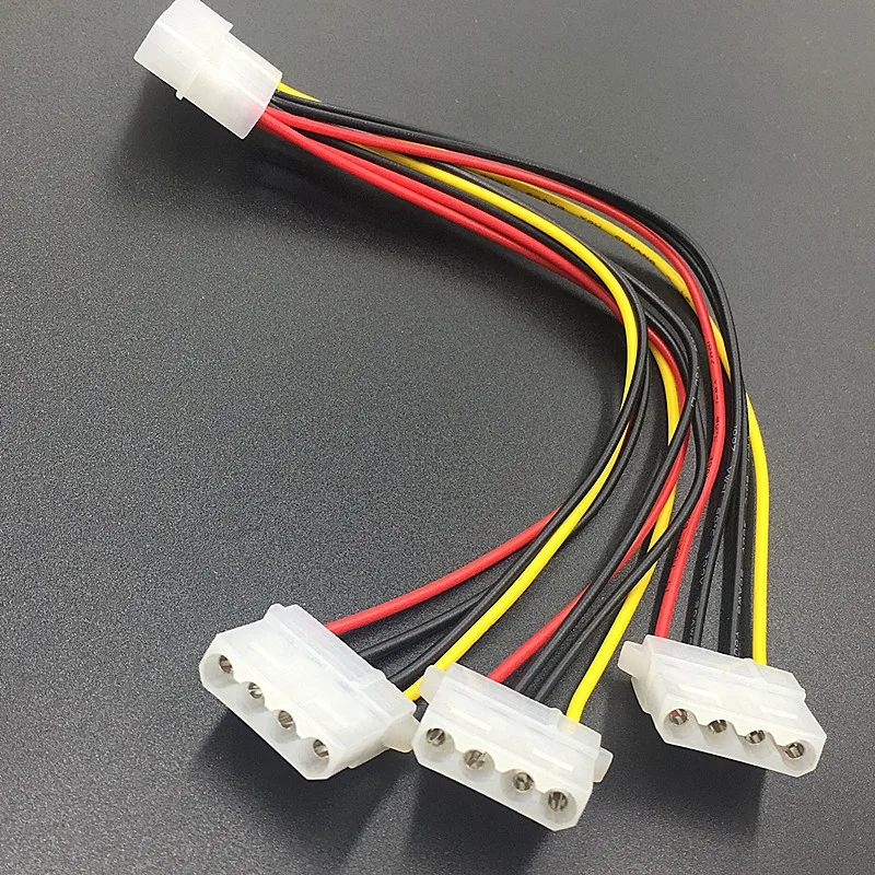 Angitu 2pc/lot 4Pin Molex/IDE 3Way Cable 5.08mm IDE Male to 3x Female Splitter Power Extension Cable Molex Cables