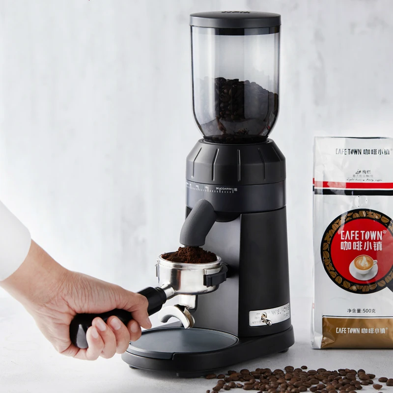 Welhome ZD-15BK 250g электрические кофемолки, итальянская кофемолка для дома, коммерческая маленькая конусная сталь 1400 об/мин, черная RoHS