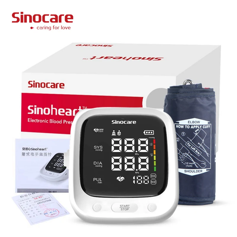 Sinocare sphygmomanometer Arm Blood pressure monitor  Professional Digital Blood pressure monitor Adjustable Cuff 2-Users Mode