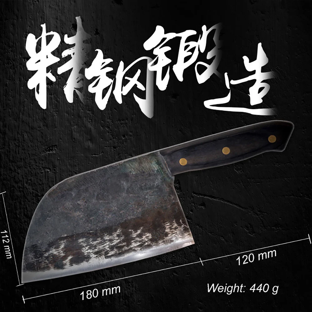 XITUO Chinese Full Tang Handmade Butcher Knife Chef Kitchen Knife High Carbon Clad Steel Cleaver Filleting Slicing Gift Knife